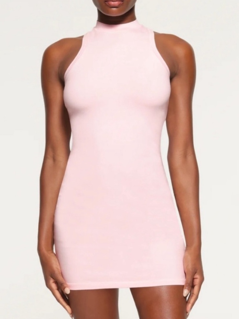 SKIMS Pink Mock Neck Bodycon Mini Dress Vintage Dress Tank